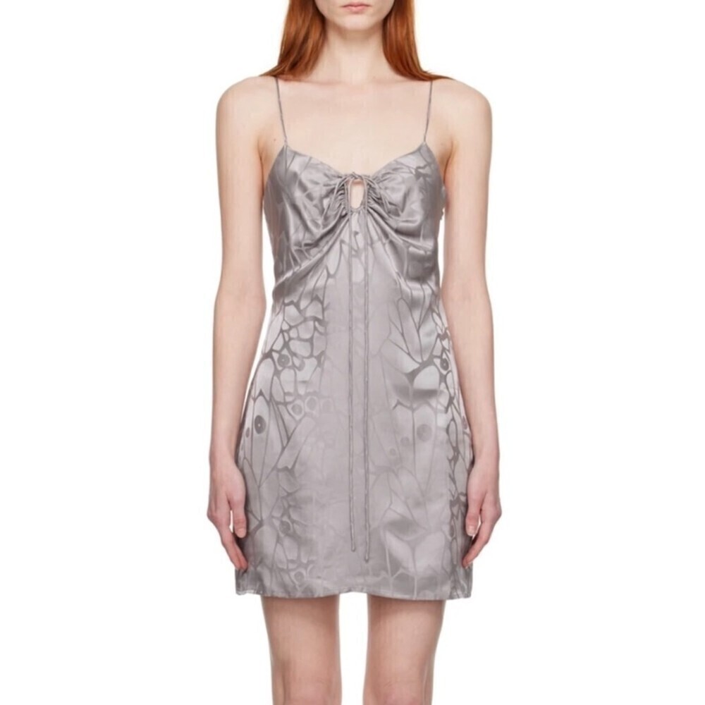 NWT Anine Bing 100% Silk Papillon Fairy Mini Dress Ash Violet Butterfly Ethereal